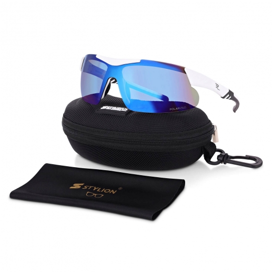 Sportowe okulary przeciwsłoneczne z polaryzacją i filtrem UV400 Białe POL-448